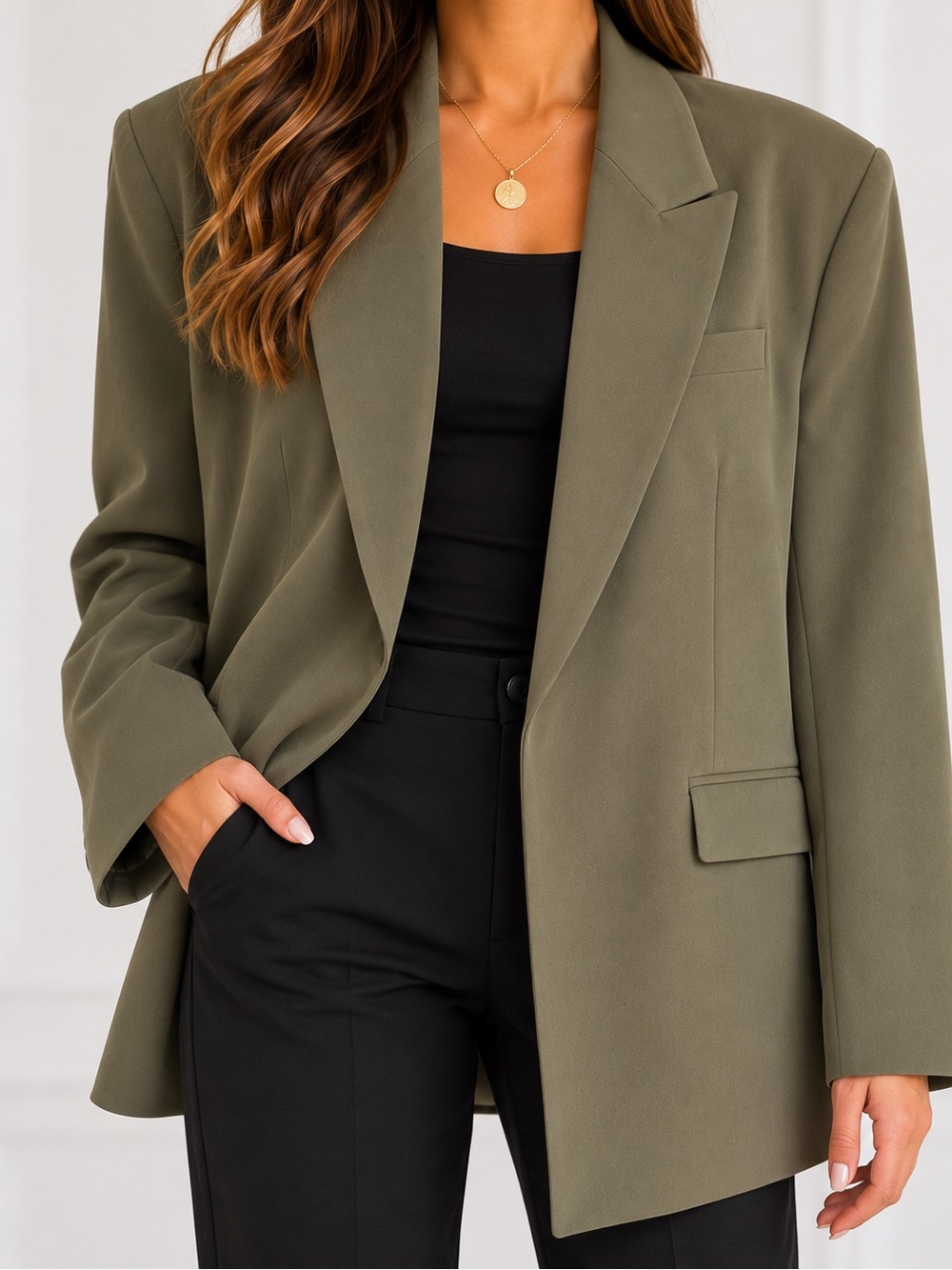 Worthington Olive Green Oversized Women's Blazer